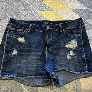 Maurices Distressed Denim Shorts - Dark Blue